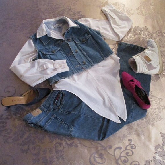 TOMMY HILFIGER JEANS WHITE WAIST TIE TOP - Picture 11 of 16